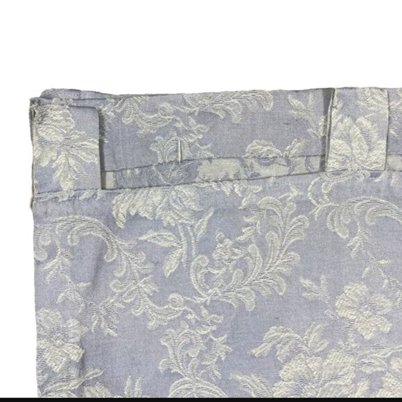 1 Vintage Burlington Curtain Tab Top Panel 80 Long Light Blue White Embroidered - Picture 2 of 9